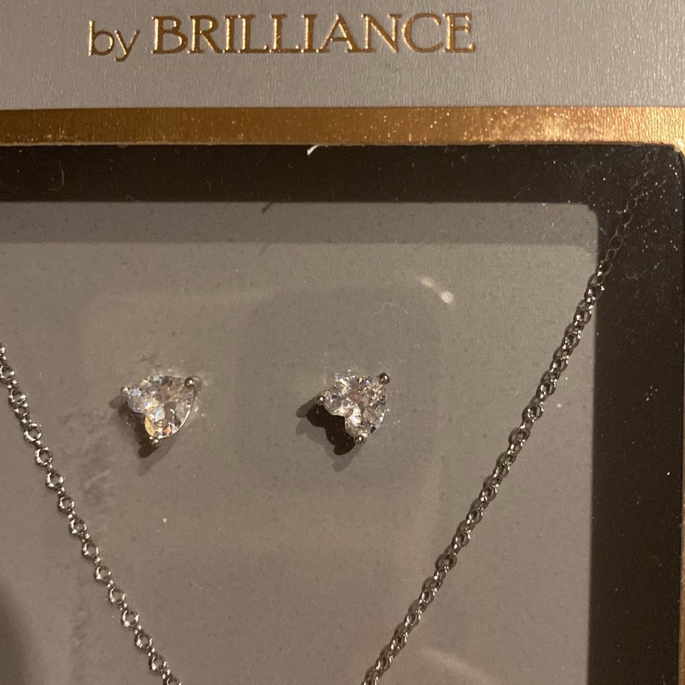 Believe Cubic Zirconia Heart Necklace Set New - Picture 5 of 10